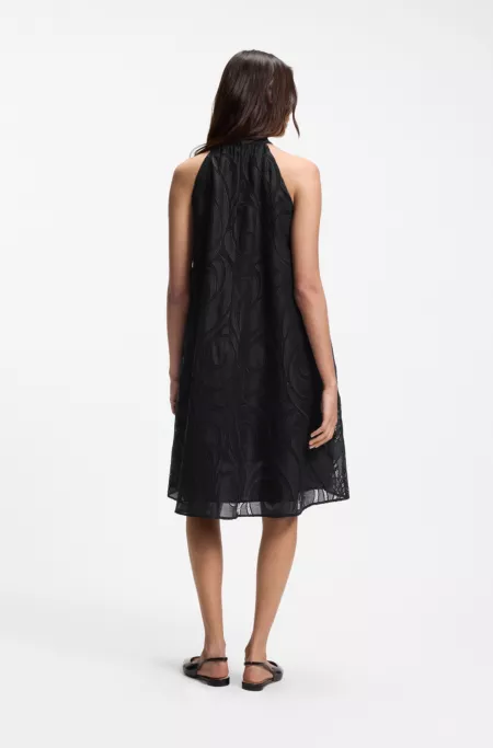 Relaxed-fit halter-neck dress in textured ramie