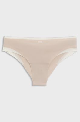 Slip hipster in microfibra con rifiniture a contrasto, Beige chiaro