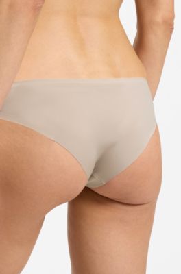 Slip hipster in microfibra con rifiniture a contrasto, Beige chiaro