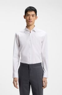 Slim-fit shirt in cotton-blend poplin, White