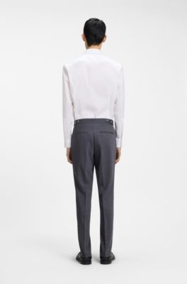 Camicia slim fit in popeline di misto cotone, Bianco