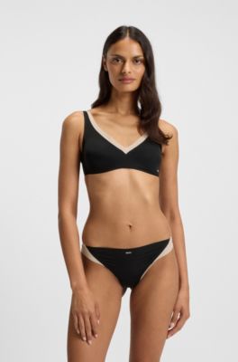 Reggiseno bicolore con spalline regolabili, Nero