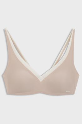 Reggiseno bicolore con spalline regolabili, Beige chiaro