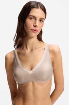Reggiseno bicolore con spalline regolabili, Beige chiaro