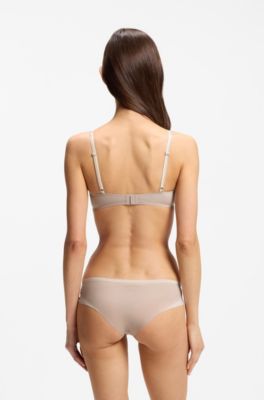 Reggiseno bicolore con spalline regolabili, Beige chiaro