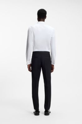 Slim-fit evening shirt in cotton-blend stretch poplin, White