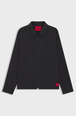 Oversized-fit overshirt in cotton-blend canvas, Black