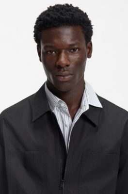 Oversized-fit overshirt van canvas van een katoenmix, Zwart