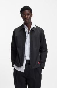 Oversized-fit overshirt in cotton-blend canvas, Black