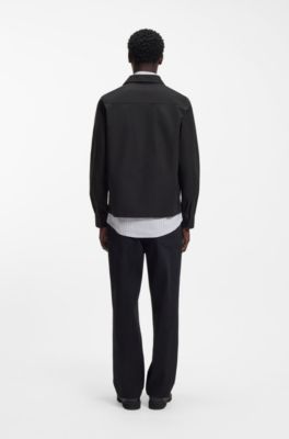 Oversized-fit overshirt in cotton-blend canvas, Black