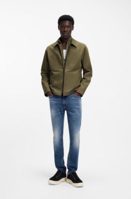 Chemise Oversize en toile de coton m&eacute;lang&eacute;, Kaki