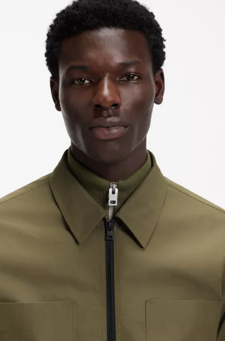 Oversized-fit overshirt in cotton-blend canvas