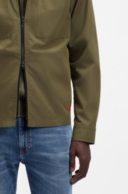 Camisa oversize fit en lona de algod&oacute;n, Caqui