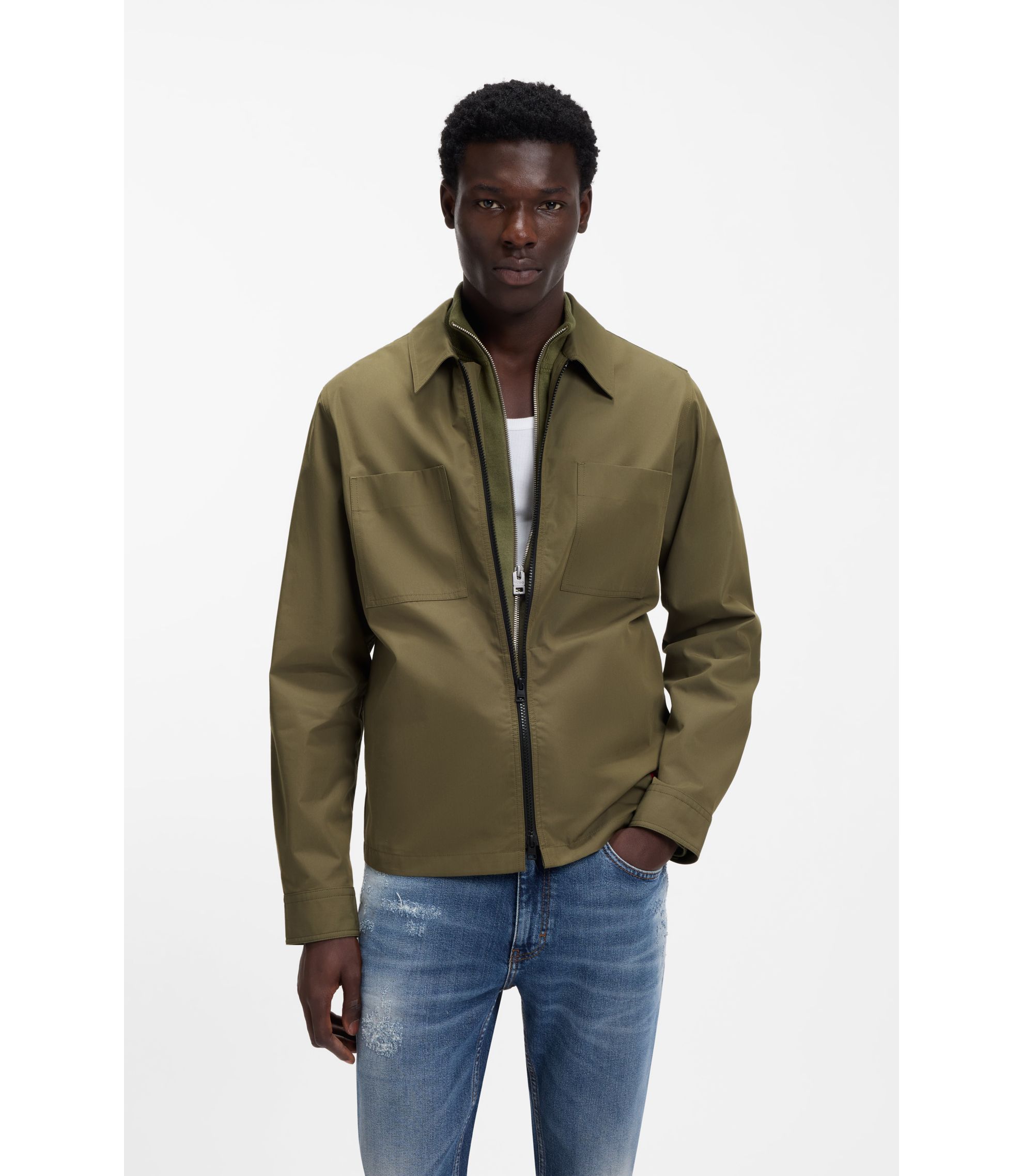 Oversized Canvas-Hemd aus Baumwoll-Mix