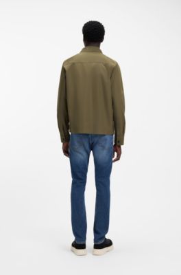 Oversized-fit overshirt in cotton-blend canvas, Khaki