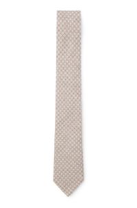 Patterned tie in cotton and wool, Beige Patterned