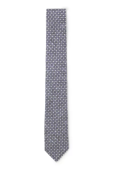 Patterned tie in cotton and wool