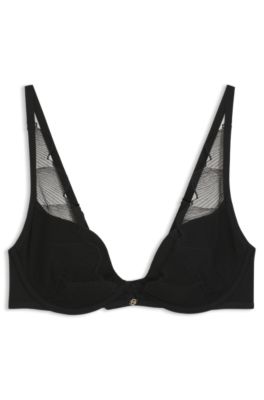 Embroidered underwire bra with Double B monogram, Black