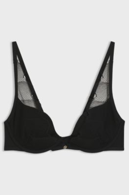 Embroidered underwire bra with Double B monogram, Black