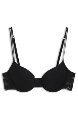 Lace underwire bra with double straps, Black