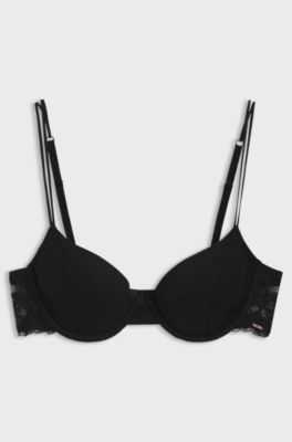 Lace underwire bra with double straps, Black