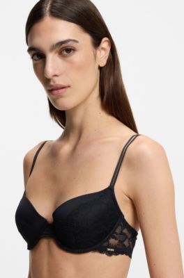 Lace underwire bra with double straps, Black
