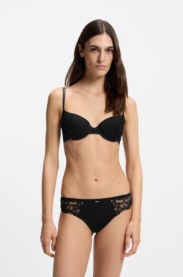 Lace underwire bra with double straps, Black
