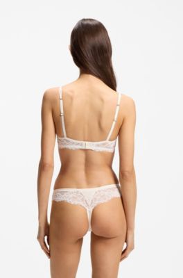 Lace underwire bra with double straps, White