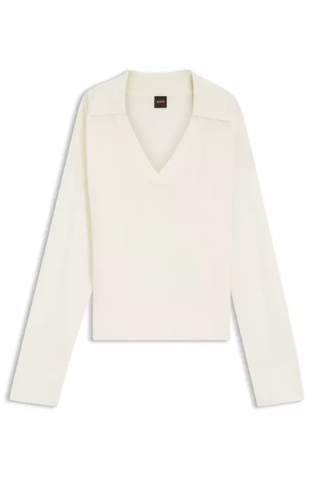 Relaxed-fit sweater with open collar