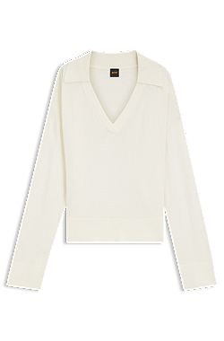 Relaxed-fit sweater with open collar