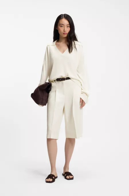 Relaxed-fit sweater with open collar