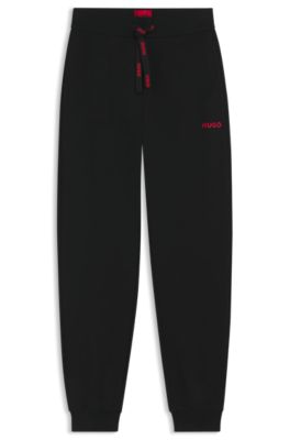 Cotton-blend tracksuit bottoms with logo details, Black