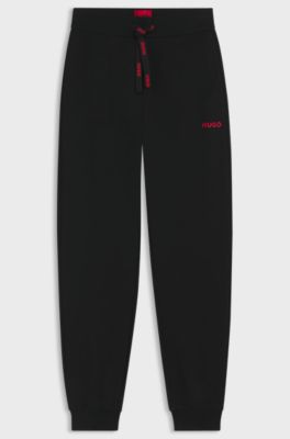 Cotton-blend tracksuit bottoms with logo details, Black