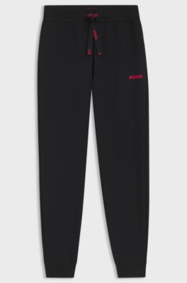 Cotton-blend tracksuit bottoms with logo details, Black