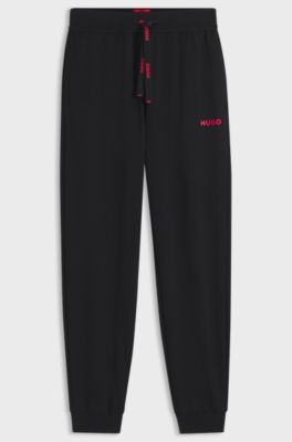 Cotton-blend tracksuit bottoms with logo details, Black