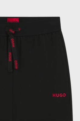 Cotton-blend tracksuit bottoms with logo details, Black