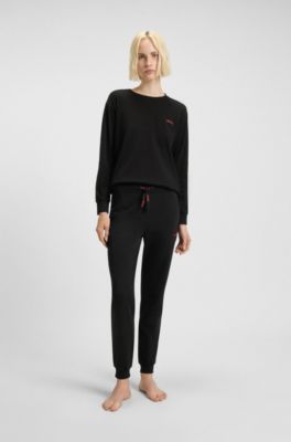 Cotton-blend tracksuit bottoms with logo details, Black