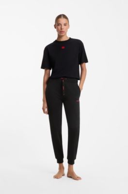 Cotton-blend tracksuit bottoms with logo details, Black