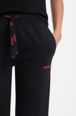 Cotton-blend tracksuit bottoms with logo details, Black
