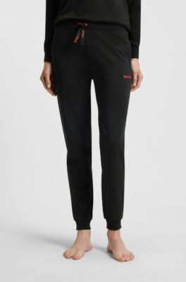 Cotton-blend tracksuit bottoms with logo details, Black
