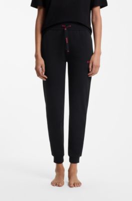 Cotton-blend tracksuit bottoms with logo details, Black