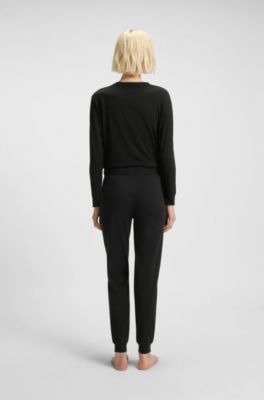 Cotton-blend tracksuit bottoms with logo details, Black