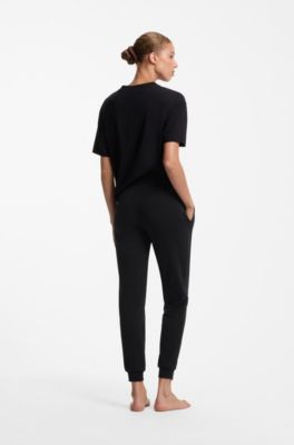 Cotton-blend tracksuit bottoms with logo details, Black
