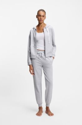 Cotton-blend tracksuit bottoms with logo details, Grey