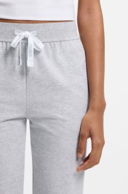 Cotton-blend tracksuit bottoms with logo details, Grey