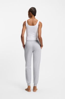 Cotton-blend tracksuit bottoms with logo details, Grey