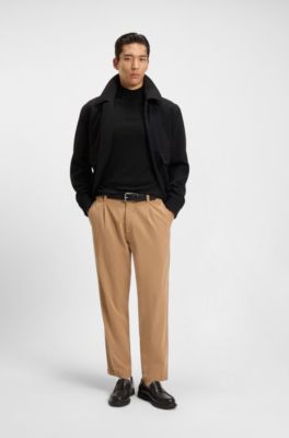 Wool-blend sweater with mock neck, Black