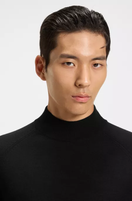 Wool-blend sweater with mock neck