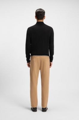 Wool-blend sweater with mock neck, Black