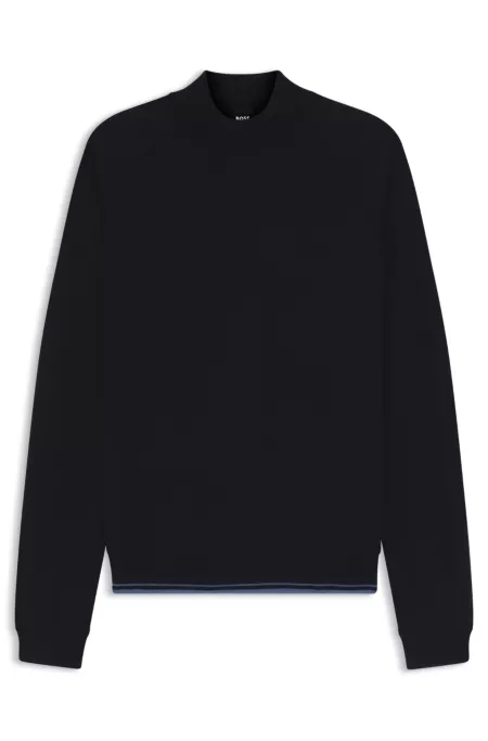 Wool-blend sweater with mock neck